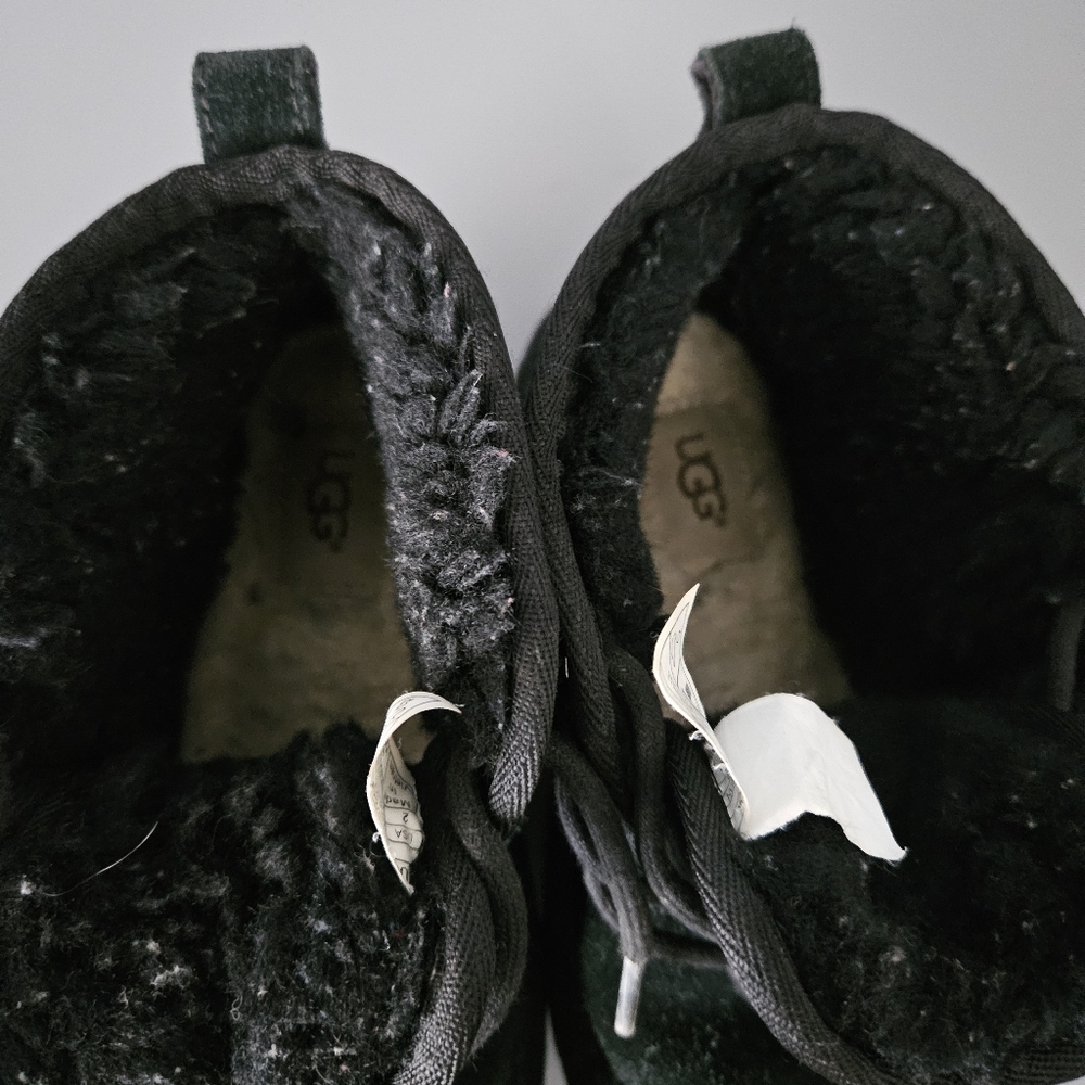 UGG Kids Neumel II Black Chukka Boots US 2 Toddler Suede Shearling Lace Up - Picture 10 of 12